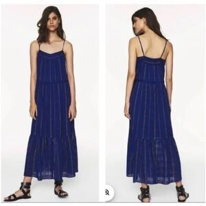 Ba&Sh Kyo Striped Spaghetti Strap Maxi Dress in Blue Cotton size XS
